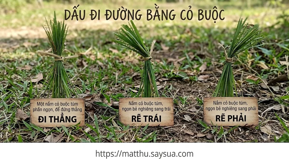 Dấu đi đường bằng cỏ buộc